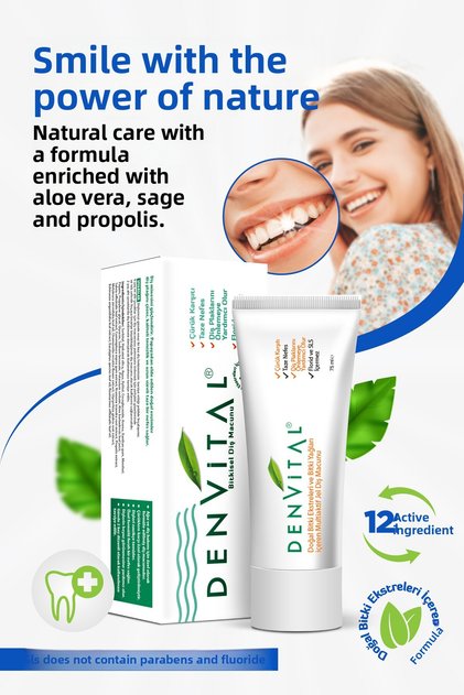 Denvital Herbal Toothpaste Fluoride-Free, Paraben-Free, Sls-Free