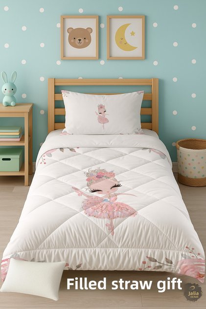 Princess Ballerina Girl Patterned Single Children's Quilt Sleeping Set Tlag-275