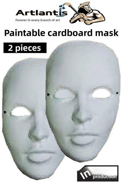 Mask Painting 2 Pieces Paintable Cardboard Mask Elastic Human Face Expression Domestic Production