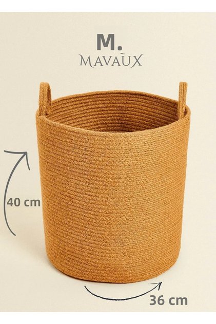 Handcrafted Textured Large Basket – 40 X 36 cm Decorative Home Organization, Toy and Laundry Organizer
