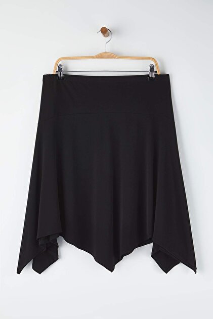 ☆ayu☆　エクスレンダー　M寸　黒 Trendyolmilla Curve Siyah Beli Lastikli Etek Uçu Asimetrik Örme