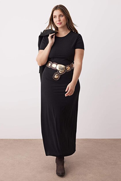 black pencil dress plus size Unique Vintage Plus Size Black Criss Cross Halter Pencil Dress main image 0