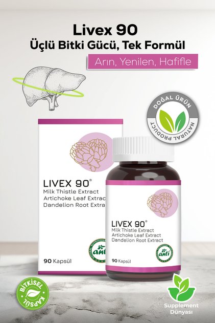 Livex 90 Enginar Ekstresi, Deve Dikeni Ekstresi, Kara Hindiba Ekstresi 90 Kapsül