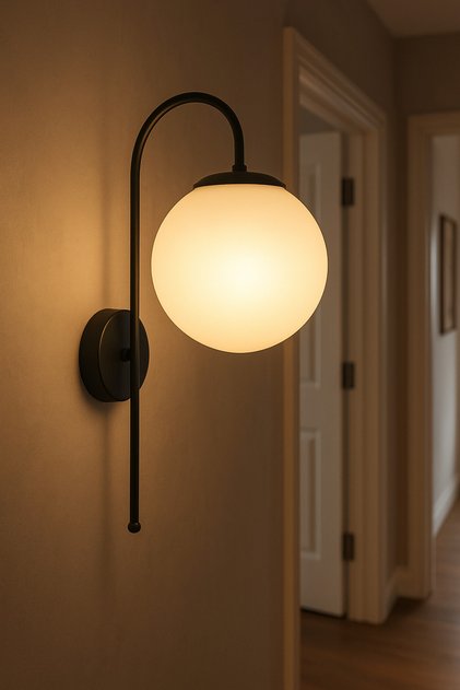 Angel Special Living Room - Kitchen - Cafe Design Black Body White Glass Sconce