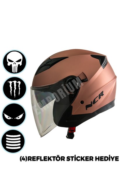 Jet Çenesiz Rose Gold Kask (ECE BELGELİ)