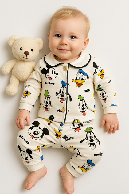 Girls Boys Unisex Luxury Pajama Set Aly-Top 2 Piece Vibrant Patterns Cotton