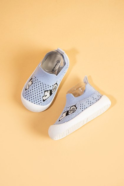 Jowhar Unisex Kids&baby Flexible, Figured, Soft Non-Slip Orthopedic Sole Blue First Step Sneakers