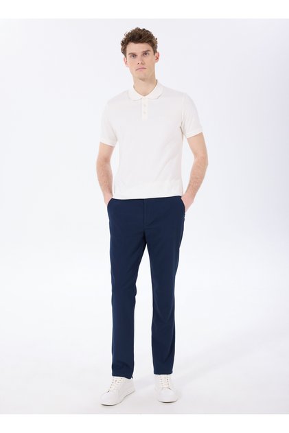 Lacivert Erkek Normal Paça Bağlamalı Basic Chino Pantolon F4SM-PNT 0777
