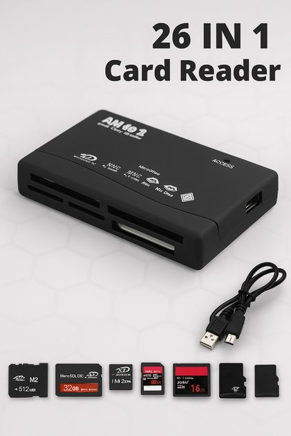 L'eDoren VİP Çoklu Kart Okuyucu 43 In 1 Usb Sd Sdhc Mini Micro Sd