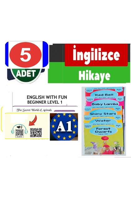 3. 4. 5. 6 -7 Years Old - English Reading Story Book for Children and Babies 5 Books 1. Level Q.R. Kod