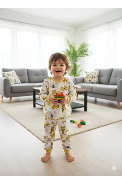 Girl-Boy Baby-Child Pajama Set 100% Cotton Long Sleeve Round Neck Seasonal