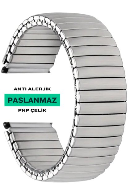 Yaylı Çelik Paslanmaz Metal Silver Saat Kordonu Kayışı 20mm