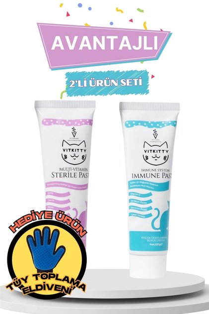 Kısırlaştırılmış Kediler İçin Multivitamin & Bağışıklık Sistemini Destekleyen Malt Macun (2'Li Set)