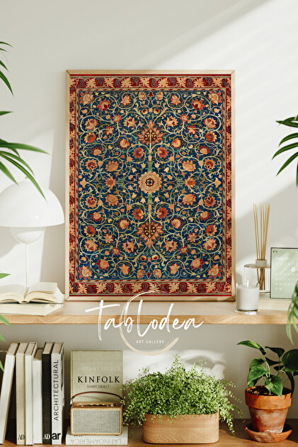 Osmanlı Motifli Çerçeveli Poster Tablo, Etnik Desenli Vintage Dekoratif İslami Otantik Duvar Tablosu