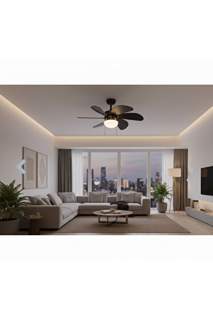 5 Kanatlı Siyah Ahşap Dekoratif Tavan Vantilatörü 60W KCF279