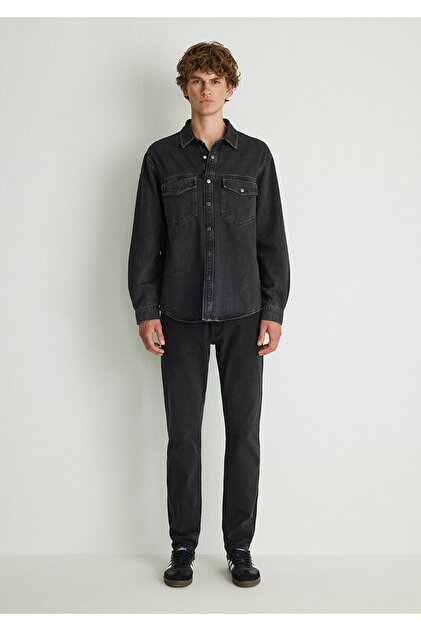 Mavi Ross 90lar Antrasit Jean Gömlek Oversize / Geniş Kesim