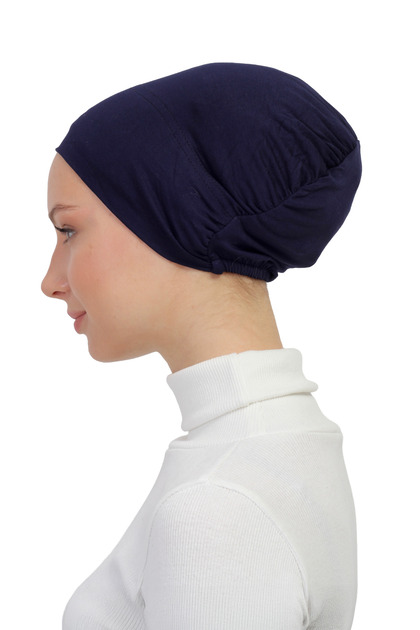 Elastic Non-Slip Hijab Cap - Practical and Comfortable, Organic Fabric, High Quality - Navy Blue