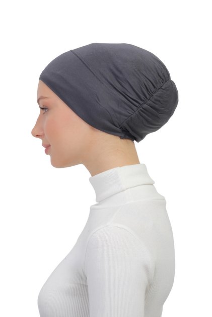 Elastic Non-Slip Slip-On Hijab Cap - Practical and Comfortable, Organic Fabric, High Quality - Smoked