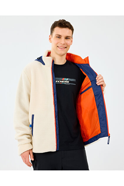 Skechers M Outdoor Fleece Full Zip Sherpa Erkek Offwhite Mont