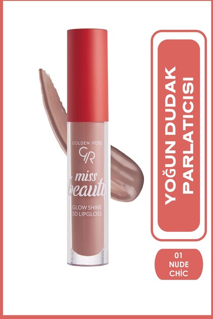 Miss Beauty Glow Shine 3D Lipgloss - 01 Nude Chic - Dudak Parlatıcısı