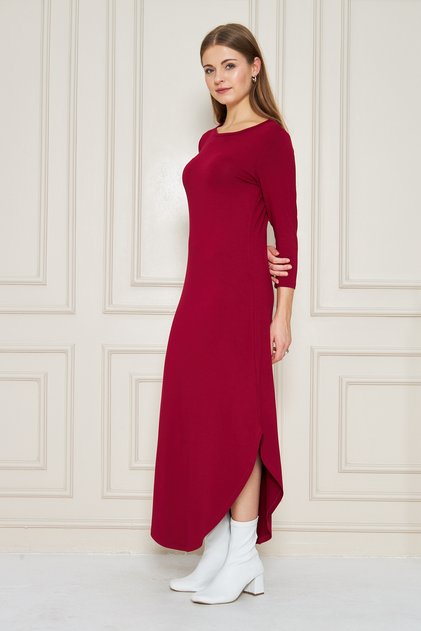 Women's Long Sleeve Etegi Oval Slit Midi Dress