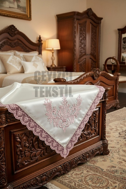 Çt Çeyizci Tekstil Fransız Güpürlü Işlemeli, Çeyizlik Saten Lüks