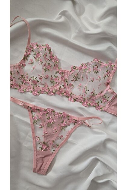 Pembe Dantelli Bralet Takım (SÜTYEN&TANGA)