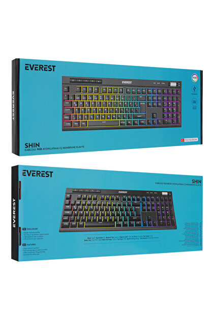 Everest KB-68 Shin Siyah Rainbow Q Membrane Klavye Gaming Klavye