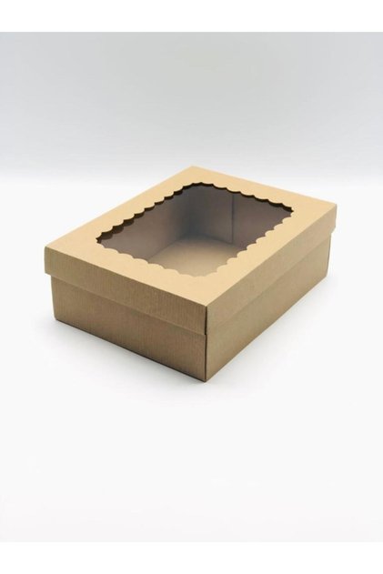 22x30x10 Kraft Pencereli Çok Amaçlı Kutu Karton Kutu (10 Adet)