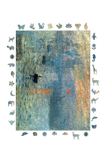 Ahşap Puzzle - Claude Monet Izlenim: Gün Doğumu - 450 Parça, 29x39 cm