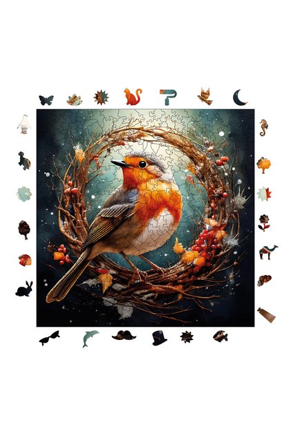 Wooden Puzzle - Robin Bird - 353 Pieces, 29X29 cm