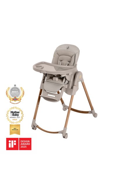 Maxi-Cosi Minla Plus 6'sı Bir Arada Ahşap Görünümlü 4 Tekerlekli Mama Sandalyesi Beige