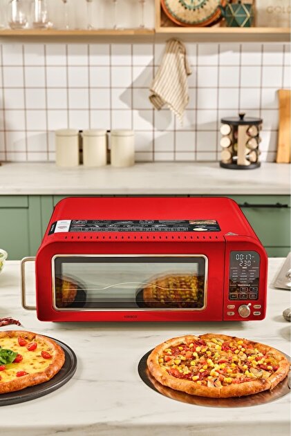 Karaca Vintage Craft Pizza Makinesi ve Airfryer Red 2000 W