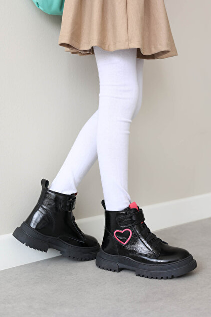 Genuine Leather Fur Black Patent Leather Pink Girls' Classic Boots 157Kxa2994