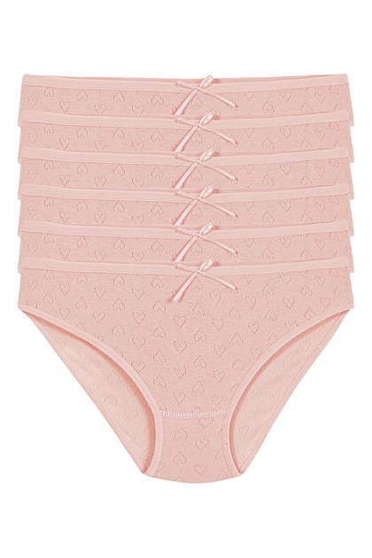 Cotton Heart Ribbed Bikini Panties 6 Pack Powder Star Kod3573