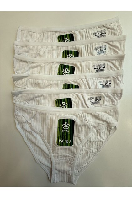 Bamboo Derby Lycra Bikini Panties 6 Pack White Star Kod4190B