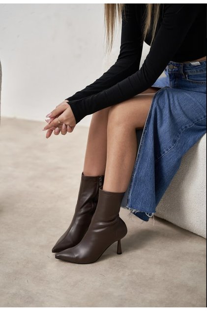 Melisa Brown Thin Heeled Women's Stretch Boots
