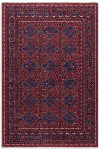 Antique Burgundy Pink Self-Fringed Chenille Afghan Carpet Rug Non-Slip Base Washable Runner