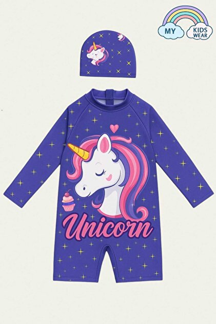 My Kids Wear Kız Cocuk Uzun Kollu ve Fermuarlı Mayo Takımı 3 -10