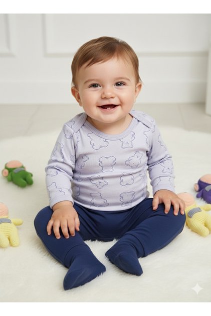 Girl Boy Child Baby Long Sleeve Snap Fastener Bodysuit-Badi 100% Organic Cotton 3.5-4-5-6 Years Old