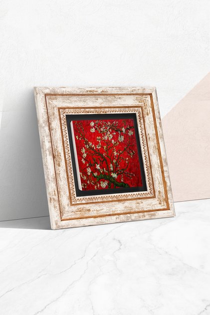 Van Gogh Bademovo drvo uokvirena kamena zidna slika – Dekorativna moderna dekoracija za dom i kancelariju |T1-47|