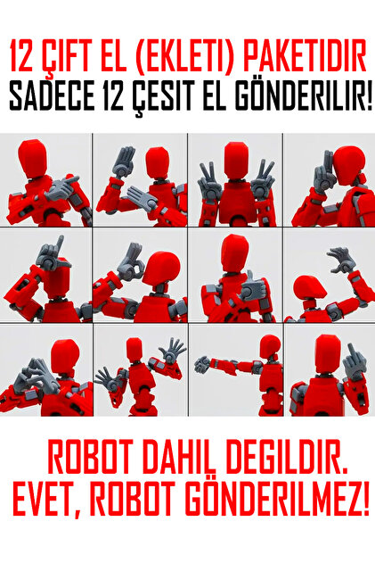 Suelo Butik 12 Çeşit Extra El Paketi Titan 13 Robot Dummy için El