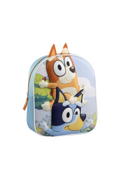 Ghiozdan 3D pentru grădiniță, Bluey and Bingo, design natural, 1 compartiment, fermoar, 31 cm