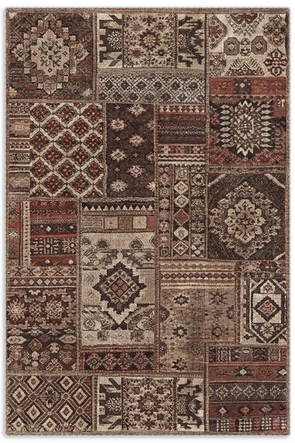 Brown Patchwork Chenille Carpet Rug Runner Non-Slip Fringed Washable Living Room Kitchen Cordior