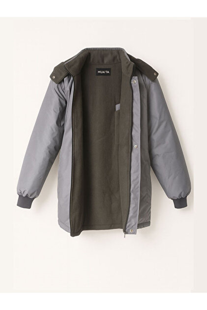 Bondit Fleece Gray Reflective Work Coat with Detachable Sleeves and Detachable Hood