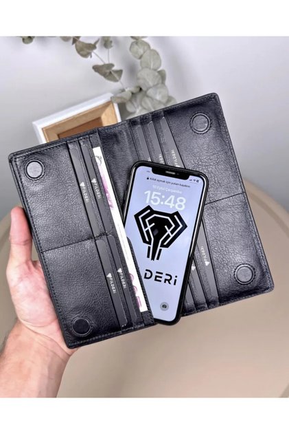 Portfolio with Phone Compartment Genuine Leather Piece Design 2128