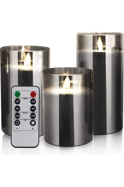 XiuWoo 3-Piece LED Flameless Candle Set Black