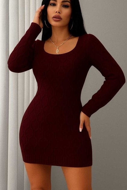 Women's Knitwear Zigzag Patterned Dress