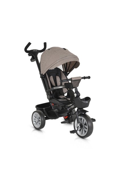 Tricicleta cu maner, Byox Space Bej, pozitie de somn si scaun rotativ 360 grade, Varsta 1-5 Ani