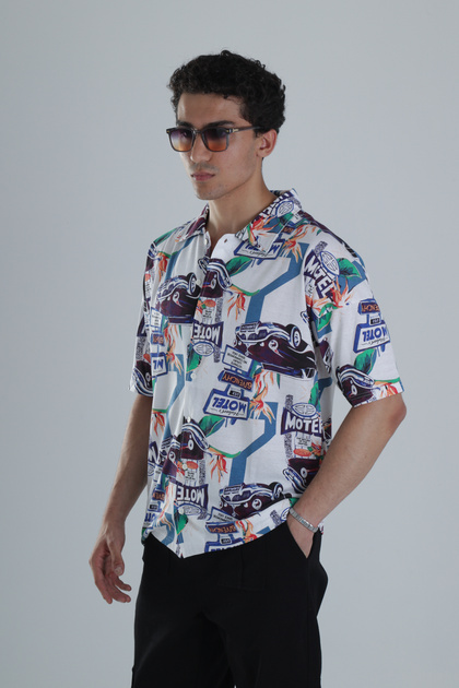 Men's Car Patterned Hawaiian Shirt Coc1149